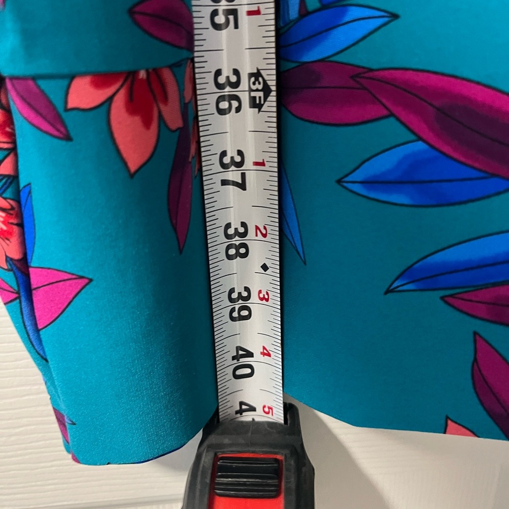 Calvin Klein Teal Floral Wrap Dress with Magenta & Blue Accents - Picture 5 of 5
